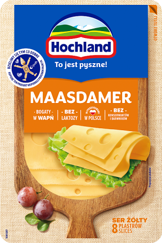 Hochland Ser żółty maasdamer w plastrach 135 g