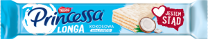 Princessa Longa Wafel przekładany kremem kokosowym oblany białą polewą 40 g