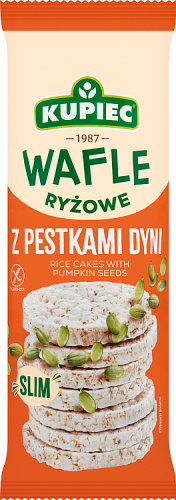 Kupiec Slim Wafle ryżowe z pestkami dyni 90 g (18 sztuk)