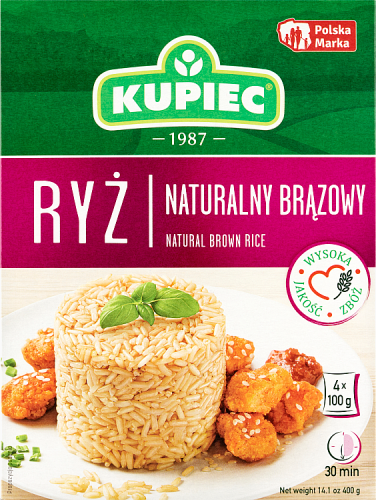 Kupiec Ryż naturalny brązowy 400 g (4 torebki)