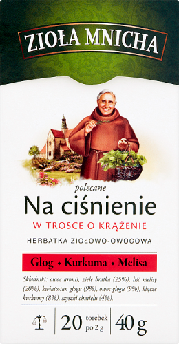 Big-Active Zioła Mnicha Na ciśnienie Herbatka ziołowo-owocowa 40 g (20 x 2 g)