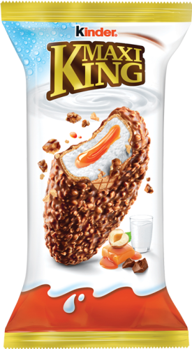 Kinder Maxi King Wafel z mlecznym i karmelowym nadzieniem pokryty czekoladą i orzechami 35 g