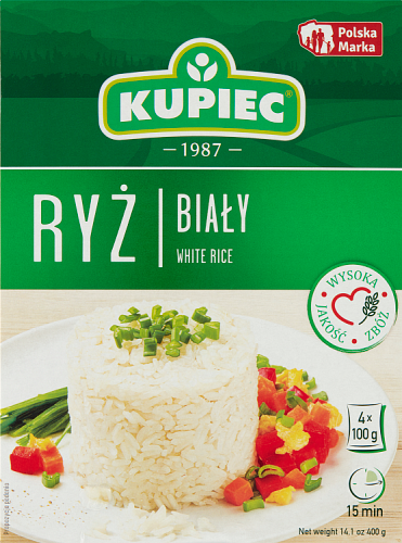 Kupiec Ryż biały długoziarnisty 400 g (4 torebki)