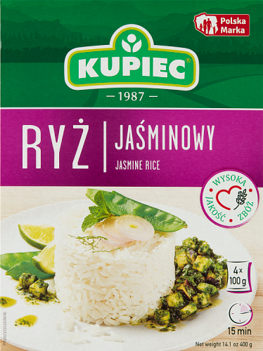 Kupiec Ryż jaśminowy 400 g (4 torebki)