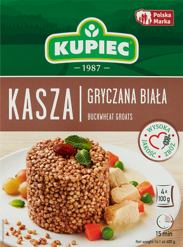 Kupiec Kasza gryczana biała 400 g (4 x 100 g)