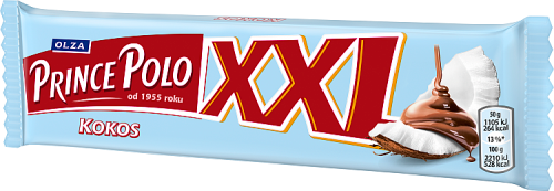 Prince Polo XXL Kruchy wafelek z kremem kokosowym oblany czekoladą mleczną 50 g