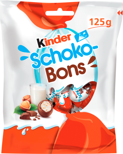 Kinder Schoko-Bons Czekoladki z mlecznej czekolady z nadzieniem mlecznym i orzechami 125 g