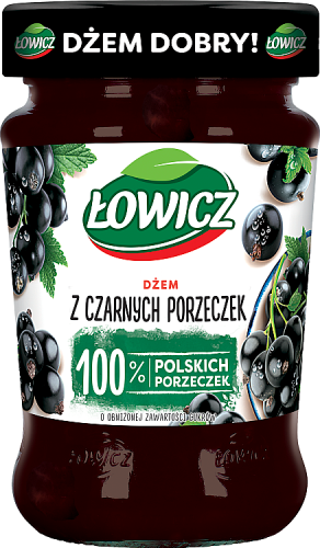 Łowicz Dżem z czarnych porzeczek o obniżonej zawartości cukrów 280 g