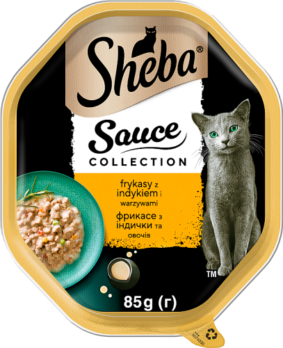 Sheba Sauce Collection Mokra karma dla dorosłych kotów frykasy z indykiem i warzywami 85 g