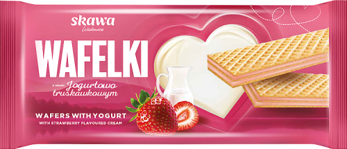 Wadowice Skawa Wafelki jogurtowe o smaku truskawkowym 180 g