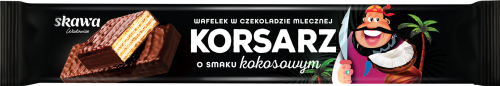 Wadowice Skawa Korsarz Wafelek w czekoladzie mlecznej o smaku kokosowym 38 g