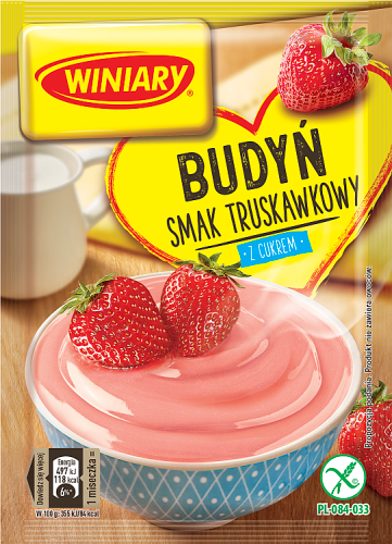 Winiary Budyń z cukrem smak truskawkowy 60 g