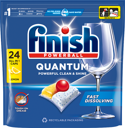 Finish Quantum Lemon Kapsułki do mycia naczyń w zmywarce 249,6 g (24 sztuki)