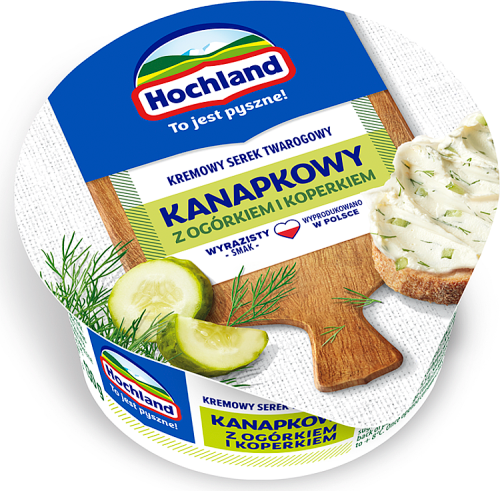 Hochland Kremowy serek twarogowy kanapkowy z ogórkiem i koperkiem 130 g