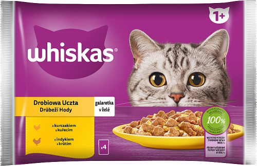 Whiskas Mokra karma dla kotów drobiowa uczta galaretka 340 g (4 x 85 g)