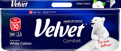 Velvet Comfort White Cotton Papier toaletowy 10 rolek