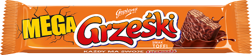Grześki Mega Wafel przekładany kremem o smaku toffi w czekoladzie mlecznej 48 g