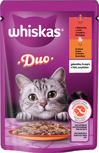 Whiskas Duo Mokra karma dla kotów galaretka z wołowiną &amp; drobiem  85 g