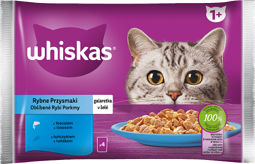Whiskas Mokra karma dla kotów rybne przysmaki galaretka 340 g (4 x 85 g)