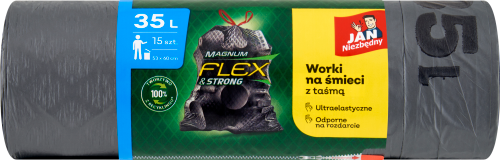 Jan Niezbędny Magnum Flex &amp; Strong Worki z taśmą 35 l 15 sztuk