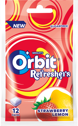 Orbit Refreshers Strawberry Lemon Bezcukrowa guma do żucia 26 g (12 sztuk)