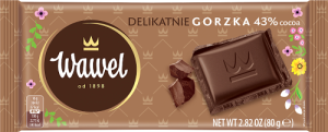 Wawel Czekolada delikatnie gorzka 43 % Cocoa 80 g