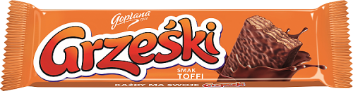 Grześki Wafel przekładany kremem o smaku toffi w czekoladzie mlecznej 36 g