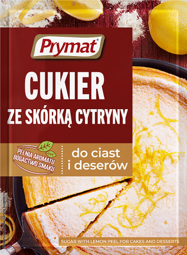 Prymat Cukier ze skórką cytryny do ciast i deserów 15 g