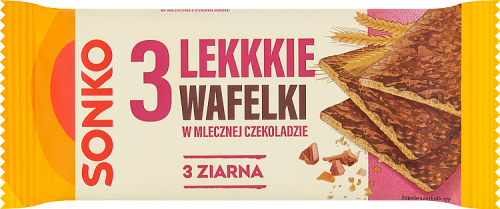 Sonko Lekkie wafelki 3 ziarna w mlecznej czekoladzie 36 g (3 sztuki)