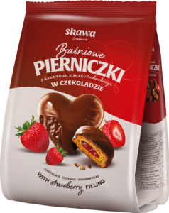 Wadowice Skawa Pierniczki w czekoladzie baśniowe z nadzieniem o smaku truskawkowym 150 g