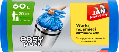 Jan Niezbędny Easy Pack Worki na śmieci zawiązywane 60 l 20 sztuki