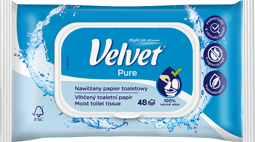 Velvet Pure Nawilżany papier toaletowy 48 sztuk