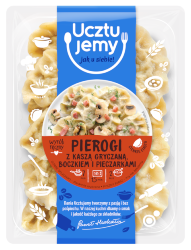 Pierogi z kaszą gryczaną, boczkiem i pieczarkami 400 g