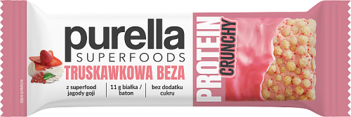 Purella Superfoods Protein Crunchy Baton białkowy truskawkowa beza 45 g