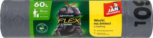 Jan Niezbędny Magnum Flex &amp; Strong Worki na śmieci z taśmą 60 l 10 sztuk