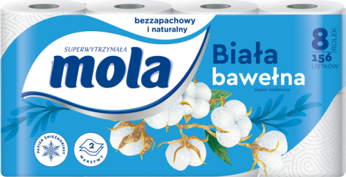 Mola White Papier toaletowy bawełniana biel 8 rolek