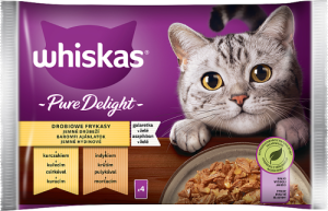Whiskas Pure Delight Mokra karma dla kotów drobiowe frykasy galaretka 340 g (4 x 85 g)