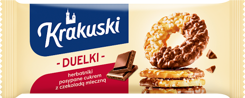 Krakuski Duelki Herbatniki posypane cukrem z czekoladą mleczną 181 g