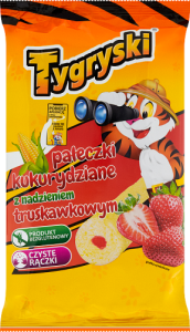 Tygryski Pałeczki kukurydziane z nadzieniem truskawkowym 60 g