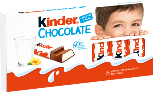 Kinder Chocolate Batonik z mlecznej czekolady z nadzieniem mlecznym 100 g (8 sztuk)