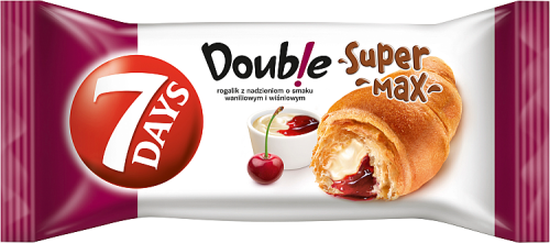 7 Days Doub!e Super Max Rogalik z nadzieniem o smaku waniliowym i wiśniowym 110 g