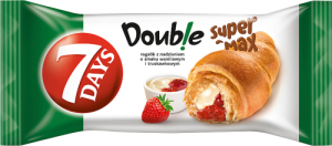 7 Days Doub!e Super Max Rogalik z nadzieniem o smaku waniliowym i truskawkowym 110 g