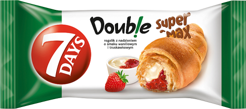 7 Days Doub!e Super Max Rogalik z nadzieniem o smaku waniliowym i truskawkowym 110 g