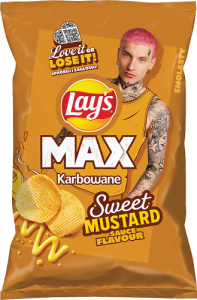 Lay's Max Chipsy ziemniaczane karbowane o smaku słodkiego sosu musztardowego 120 g