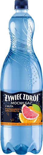 Żywiec Zdrój Mocny Gaz Napój gazowany i nuta pomarańczy grejpfruta 1,5 l (plus KAUCJA)