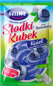 Gellwe Słodki Kubek Kisiel z kawałkami owoców smak borówkowy 28 g