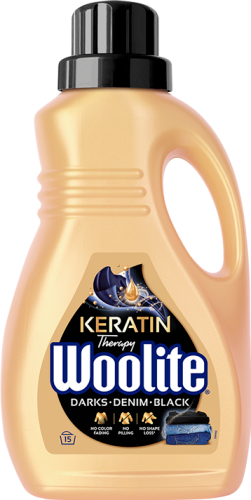 Woolite Keratin Therapy Płyn do prania czerń ciemne kolory jeans 0,9 l (15 prań)