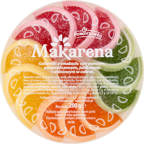 Pomorzanka Makarena owocowa arena Galaretka o smakach owocowych w cukrze 200 g