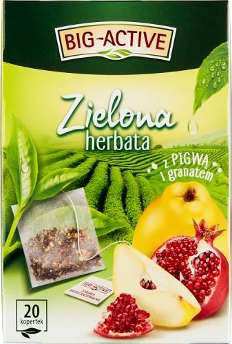 Big-Active Zielona herbata z pigwą i granatem 34 g (20 x 1,7 g)