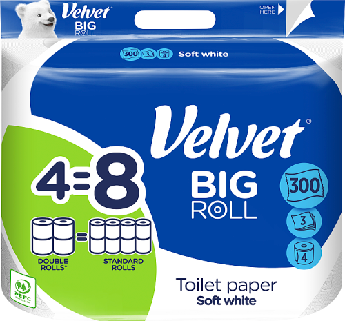 Velvet ecoRoll Soft White Papier toaletowy 4 rolki